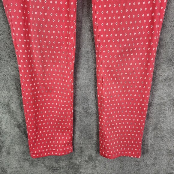 Women's Rafaella Comfort Red Diamond Print Pants Stretch Size 10 - Picture 3 of 13
